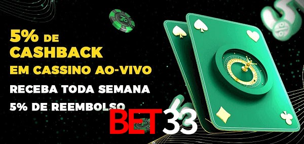 Promoções do cassino ao Vivo bet33
